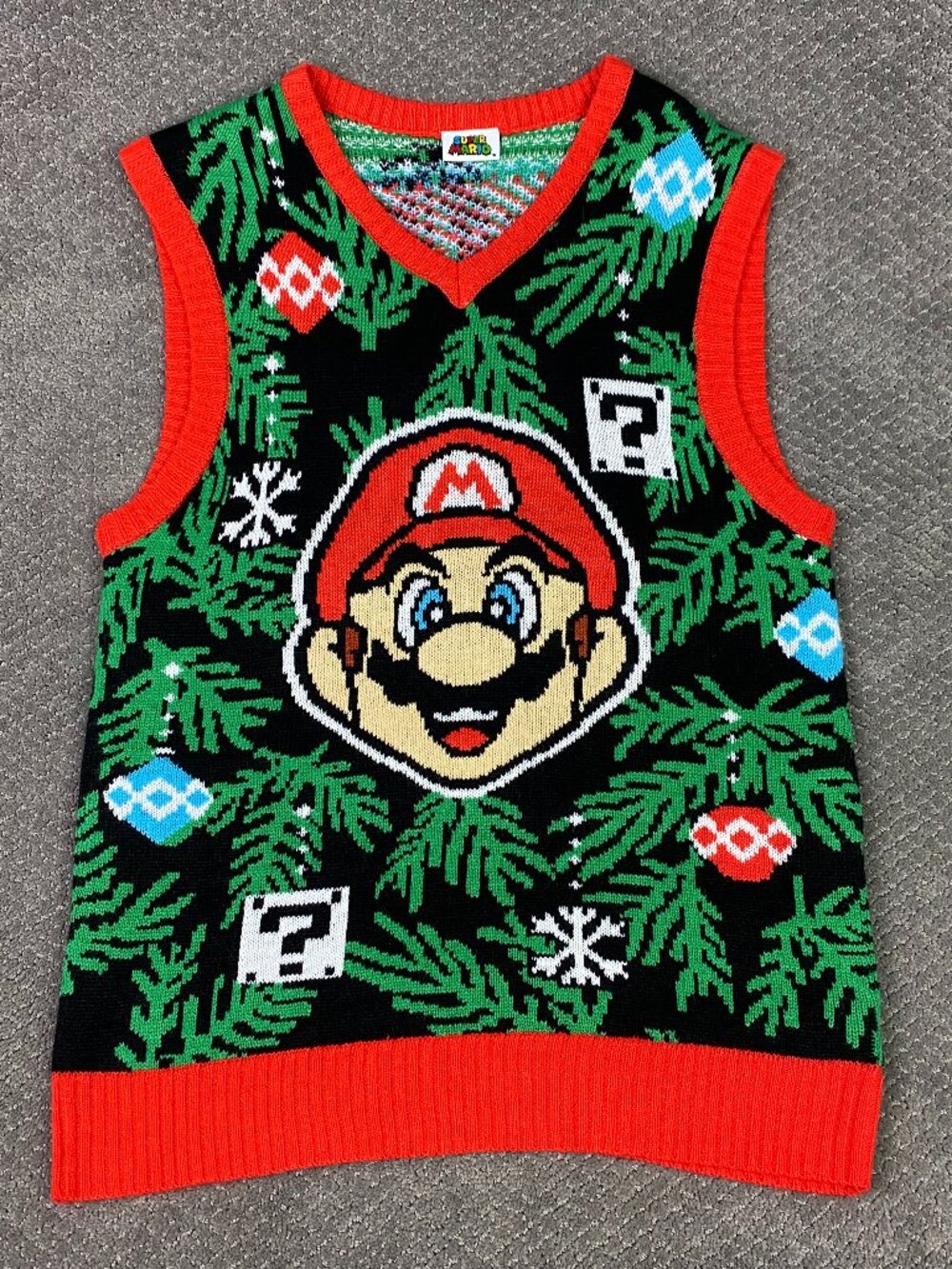 Nintendo Super Mario Bros Ugly Christmas Sweater Vest Adult Vest Mario Luigi